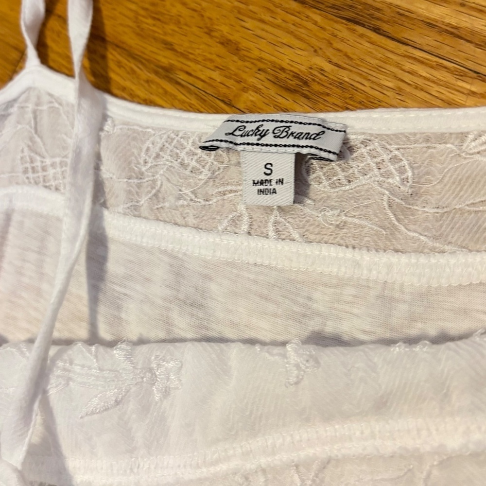 Lucky Brand Embroidered Cold Off the Shoulder Short Sleeve Top White Womens S - Picture 3 of 3